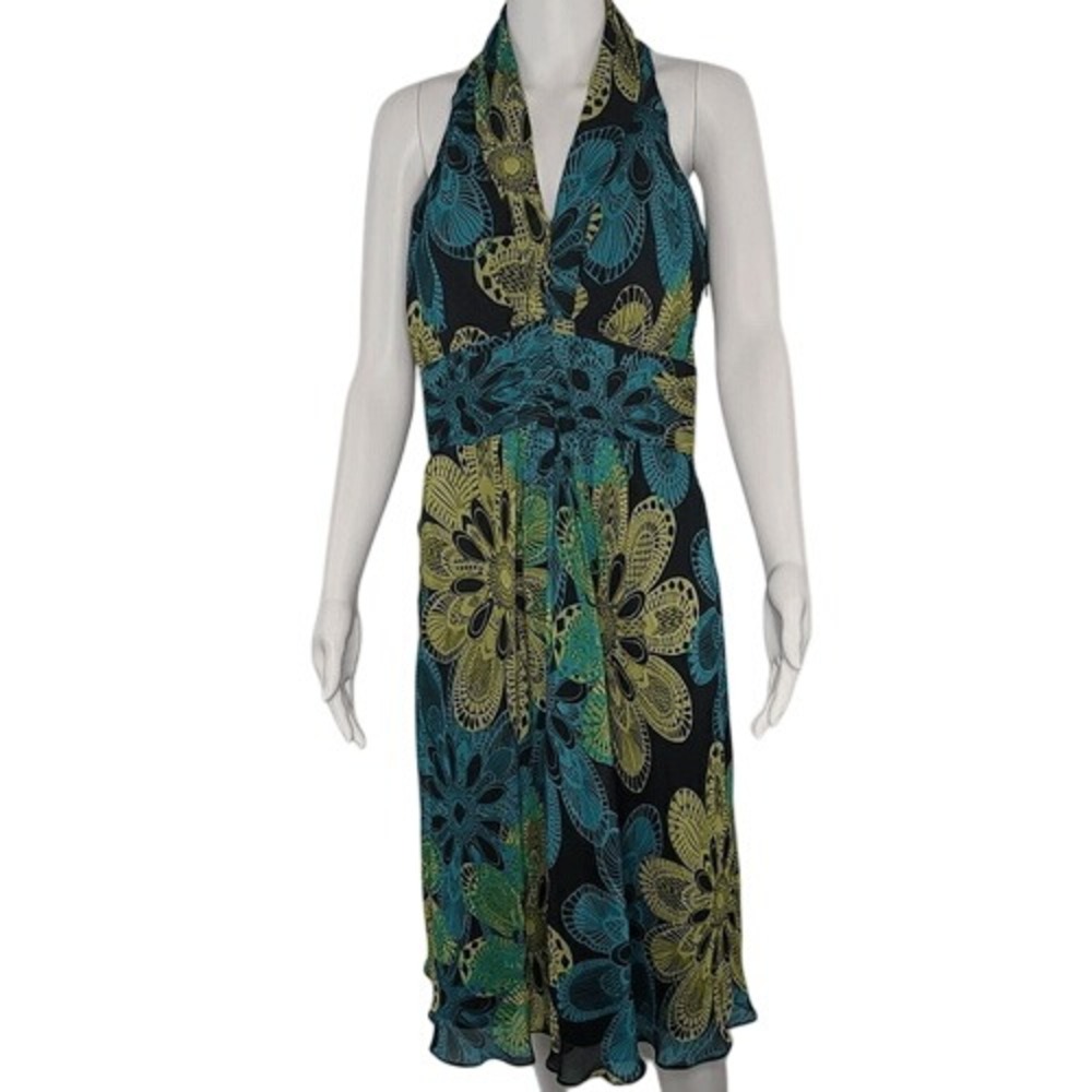 Evan Picone Black Floral Halter Look‎ Dress